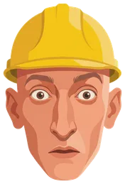Niall in a hard hat, staring blankly